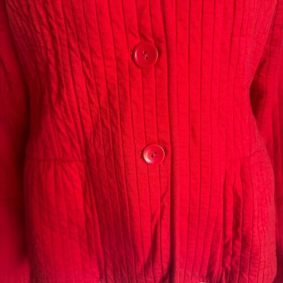 Coldwater Creek Red Quilted Lightweight Cotton Peplum Blazer - Picture 6 of 8